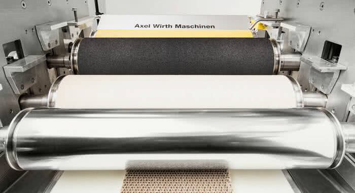 Detail einer Walzenauftragsmaschine von Axel Wirth, dose roller system DDWO,